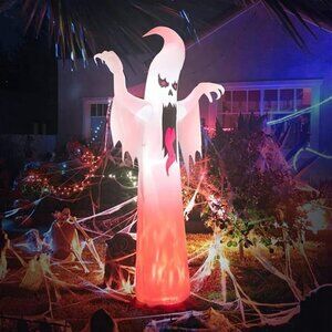 12 FT Halloween Inflatables Outdoor Decorations Ghost Build-in LEDs Blow Up Part